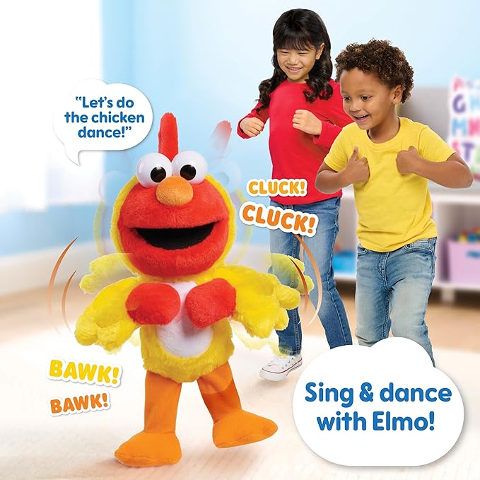 Just Play Sesame Street Chicken Dance Elmo Feature 13 Inch Plush, Dancing Plush, Stuffed Animal, Kids Toys for Ages 2 Up