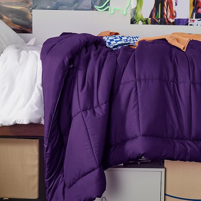 Bedsure Comforter Duvet Insert - Quilted Comforters Twin Size, All Season Duvet, GentleSoft Down Alternative Bedding Blanket, with 8 Tabs, Gifts for Women/Men, Purple, Twin 88 x 68 Inches