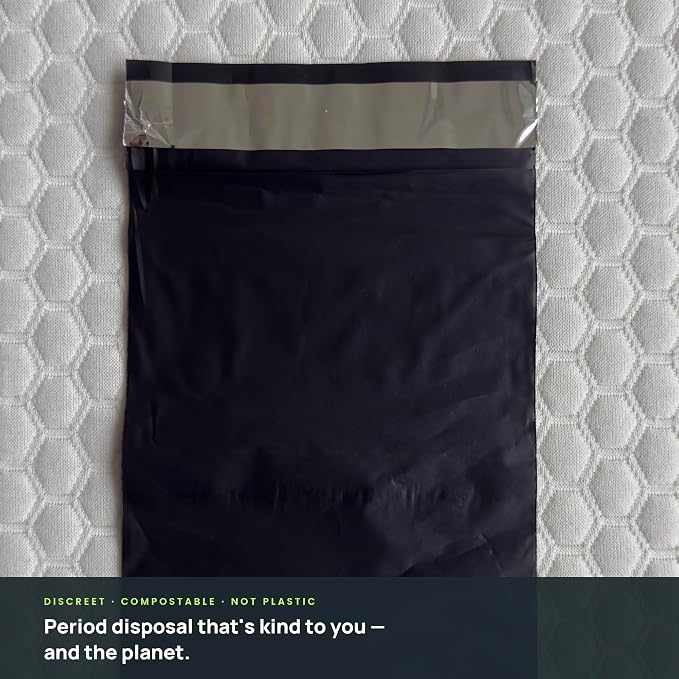 Sanitary Disposal Bags (3 Pack x 15 Bags = 45 Bags) – Bio-Based PLA, Leak-Proof & Odor-Lock Bags (Meets ASTM D6400 Standards) for Pads, Tampons & Panty Liners – Easy-Seal, Travel-Friendly.