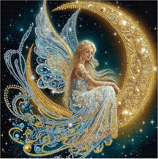 Beautiful Moon Angel Puzzles for Adults 1000 Pieces, Colorful Diamond Gem Aesthetic Jigsaw Puzzles, Impossible Pretty Art 1000 Piece Challenging Puzzle