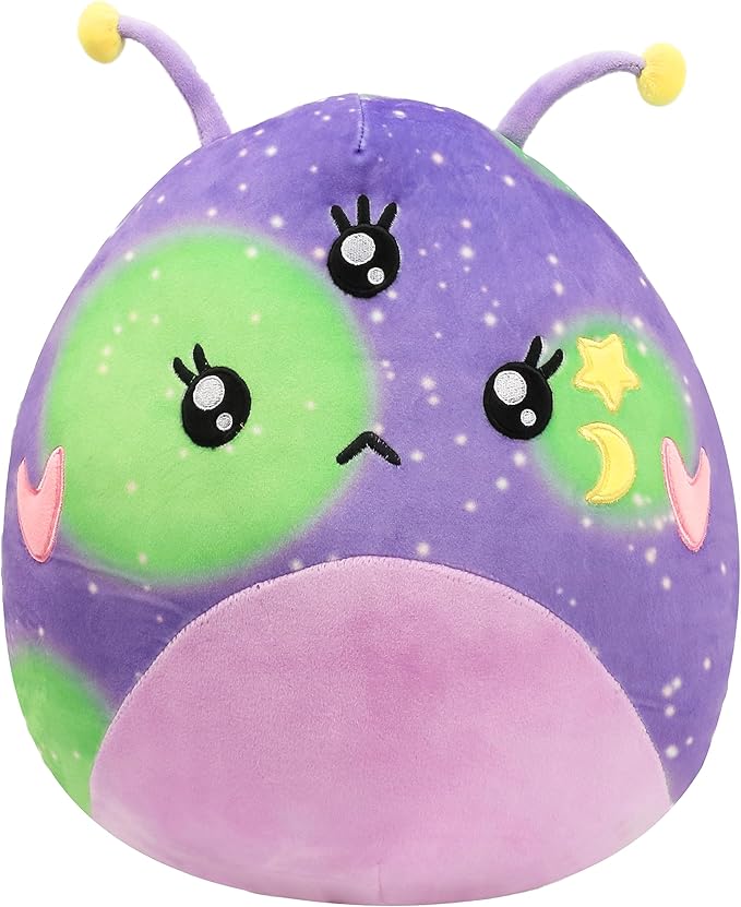 asfan 14'' Alien Plush Pillow Soft Cute Extraterrestrial Stuffed Animal Home Room Decoration Birthday Christmas Festival Gifts for Kids Toddlers, Purple
