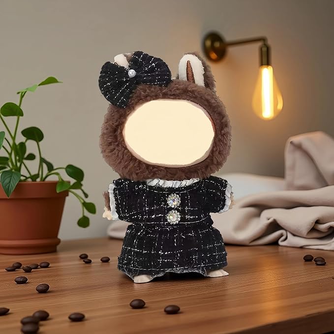 2 Sets Cute Doll Clothes for labubu,17cm Dolls Outfit Accessories,for la-bubu Dolls/for la-bubu Outfit, Black Set and Yellow Set It's a Gift for labubu Enthusiasts and Collectors (No Doll)