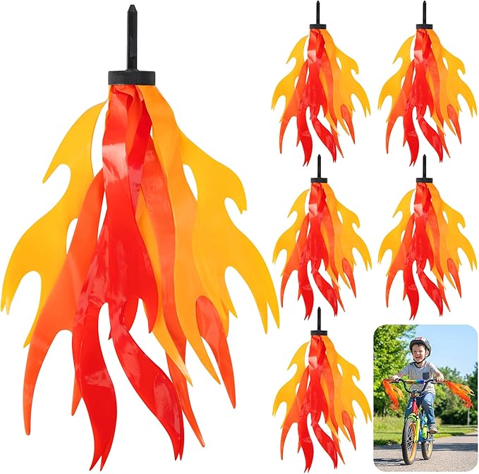 Flame Kids Bicycle Streamers, 10 Inches Flame Bicycle Tassels for Boys Girls, Colorful Bike Handle Decoration Accessories for Bicycle Handlebar Scooter Grips