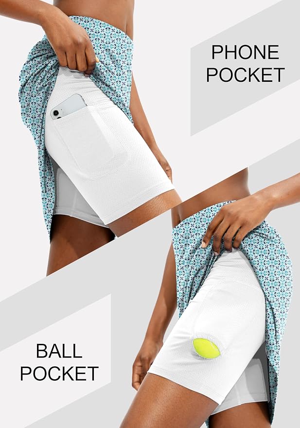 Women's 20" Knee Length Skorts Skirts UPF50+ Athletic Tennis Golf Skirt for Women Casual Summer Skirts