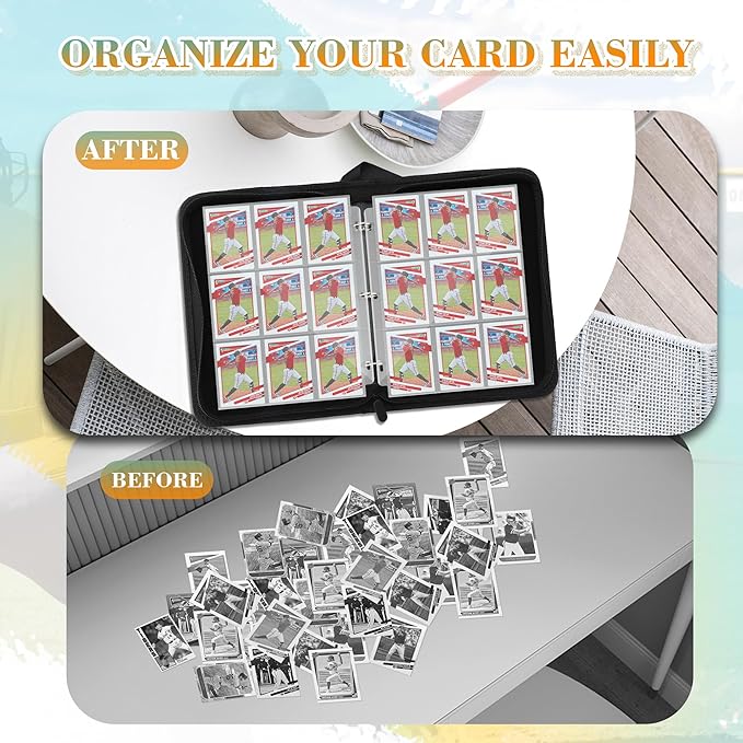 9 Pockets Trading Card Binder with Sleeves Card Organizer, 900 Double Sided Pocket PU Card Collection Binder, Baseball Binder,for Sports Card, MTG, TCG Yugioh Card (Red White)