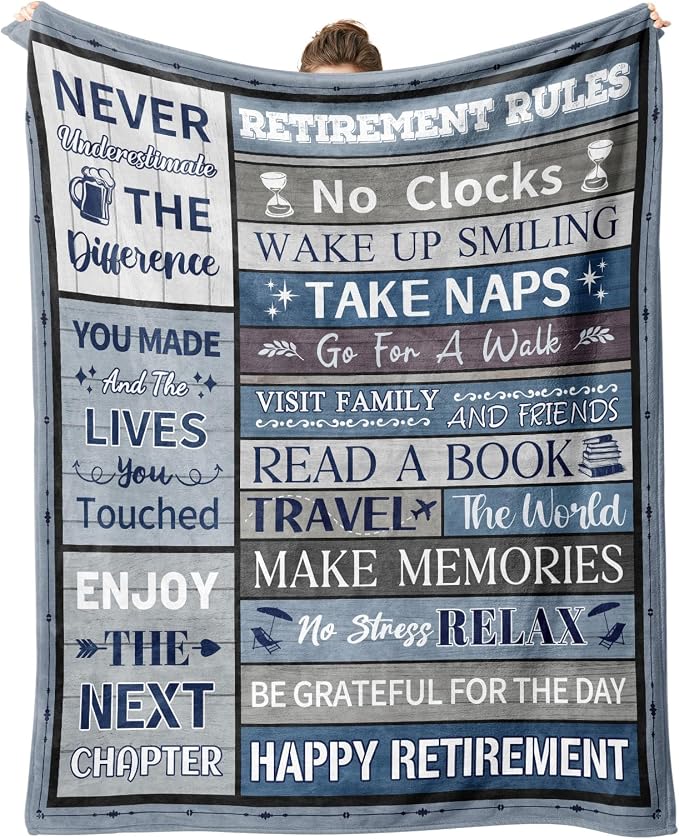 Retirement Gifts for Men/Women 2026, Retirement Blanket for Men 80"x60" | Men Retirement Gifts, Happy Retired Gifts Throw for Male, Teacher, Coworker, Dad