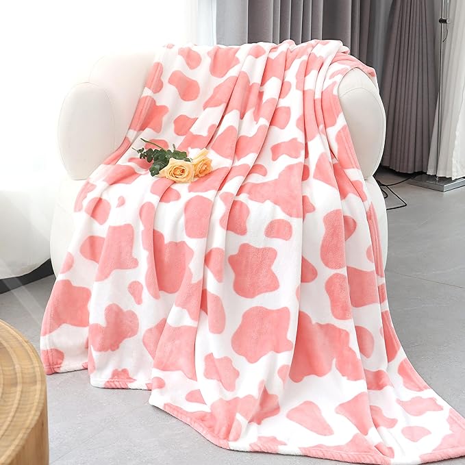 Pink Throw Blanket Soft Fleece Throws Lightweight Bed Blanket Pink Gifts Stuff Decor for Teens Girls Women Birthday Couch All Seasons 50x60 Inches