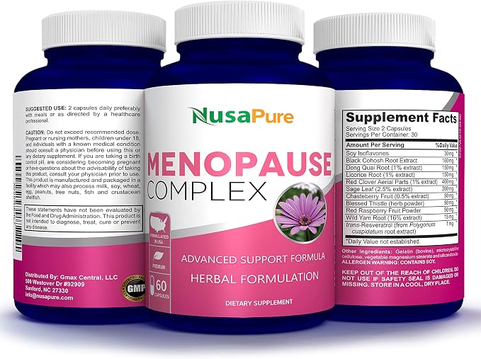 NusaPure Menopause Complex : Black Cohosh and Herbal Ingredients - 60 Capsules (Pack of 2)