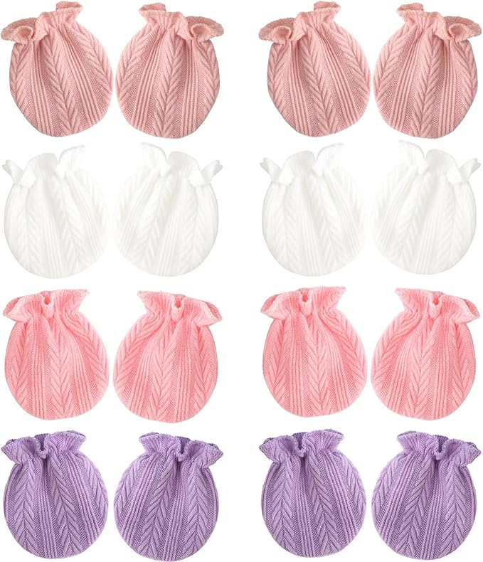 BQUBO Newborn Infant Toddler Mittens No Scratch Cotton Elastic Wrist Gloves Hypoallergenic for 0-6 Months Baby Boys Girls