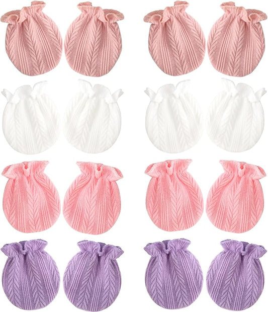 BQUBO Newborn Infant Toddler Mittens No Scratch Cotton Elastic Wrist Gloves Hypoallergenic for 0-6 Months Baby Boys Girls