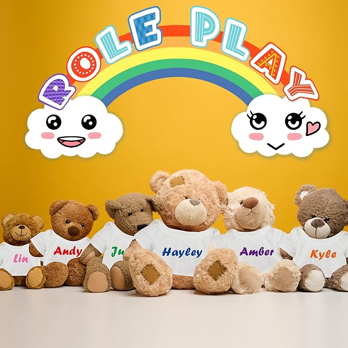 10 Pcs Stuffed Bear Tee Shirt Animal Clothes Basic Sublimation Blank T Shirt Classic Plush T Shirt Easy to Wear Fit 14-18 Inches Dolls (White)