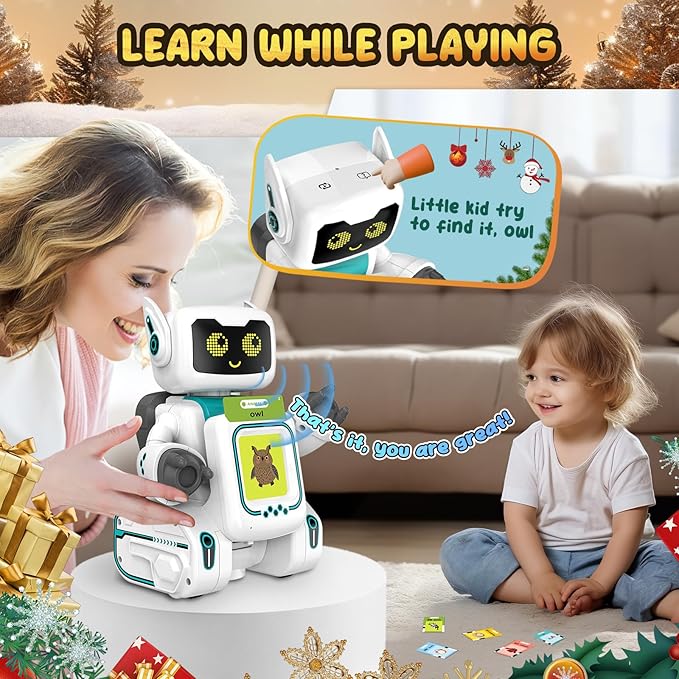 Robot Toys for Kids 5-7, Interactive Remote Control Robot Toys with Talking Flash Cards, Walks, Sings Dances, Sight Words Flash Cards Kindergarten Robots Toy Perfect Learning Gift for Boys, Girls