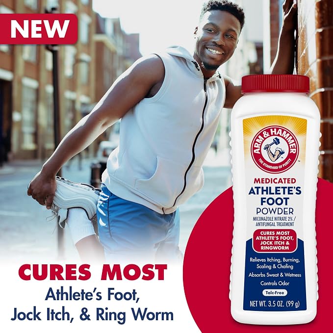 Arm & Hammer Athlete's Foot Powder - Antifungal Treatment for Feet with Baking Soda - Relieves Itching, Burning, and Odor - Clinically Proven Formula - 3.5 oz 4 Pack (4)