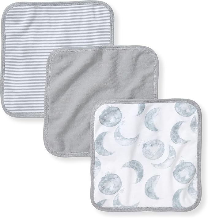 Burt's Bees Baby Washcloths for Infants, 100% Organic Cotton, Soft and Absorbent Knit Terry Face Towel, 9 x 9 in, 3-Pack