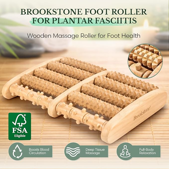 Brookstone Foot Massager for Neuropathy & Plantar Fasciitis Relief - Wooden Foot Roller Massager, Neuropathy Pain Relief for Feet - Mom Gifts for Women Portable for Home or Travel