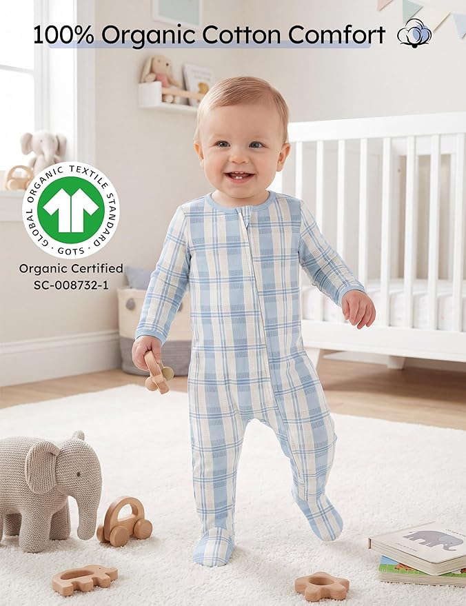 Yoofoss Baby Pajamas 100% Organic Cotton Baby Sleepers for Newborn 0-3 3-6 6-9 Months Boys Girl Clothes 3pcs Footed PJs