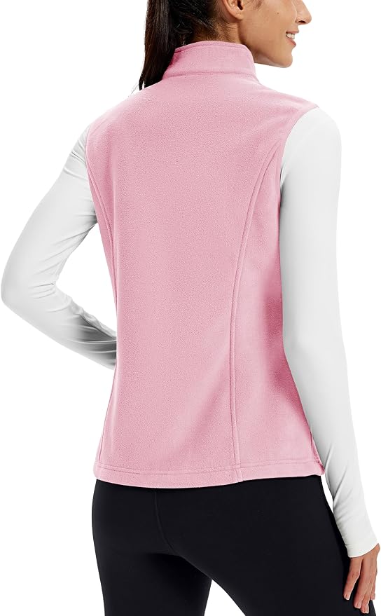 TACVASEN Women's Fleece Vest Lightweight Sleeveless Zip Jacket Outerwear | Soft Polar,Zipper Pockets,Stand Collar,Fall Winter Warm,Outdoor,Athletic,Running,Hiking,Travelling,Golf,Work