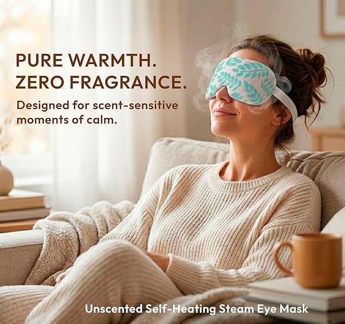 Steam Eye Mask - 16 Pack Self-Heating Warm Compress for Dry Eyes, Puffy Eyes Relief, Cornea Care, and Relaxation - Soothing & Comfortable Heated Eye Pads - Unscented