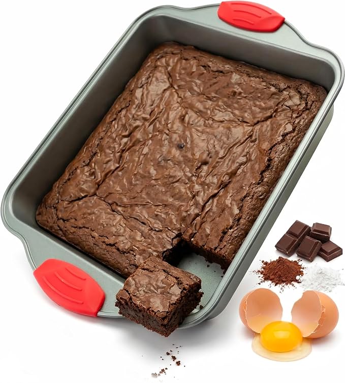 Boxiki Kitchen Non-Stick Steel 8x8 Square Baking Pan Durable, Convenient, and Premium Quality Non-Stick Baking Mold Bakeware.
