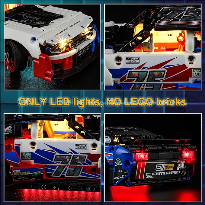 Vaodest LED Light for Lego 42153 Technic NASCAR Next Gen Chevrolet Camaro ZL1 Set,Design and Configuration Compatible with Lego 42153 Model(LED Light Only, Not Building Block Kit)