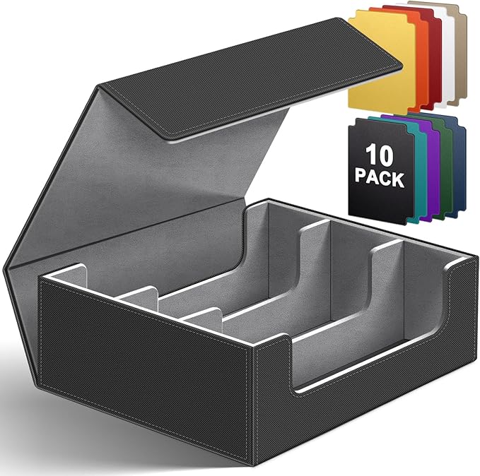 Homthy 1800+ Card Deck Case for Trading Cards, Leather Magnetic Closure Commander Card Storage Box Magic Card Protectors Fit for MTG TCG and Sport Cards