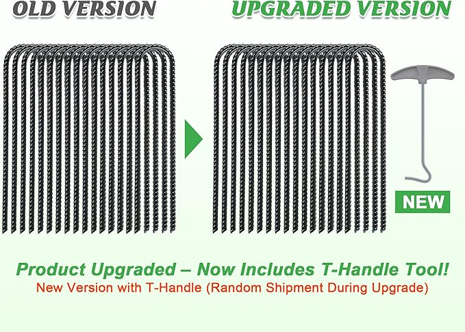 Gtongoko Trampoline Stakes, Trampoline Accessories, Ground Stakes Heavy Duty with T Hook, Ground Anchors, Rebar Stakes, High Wind Tent Anchors, Galvanized Steel, U Shaped, Black
