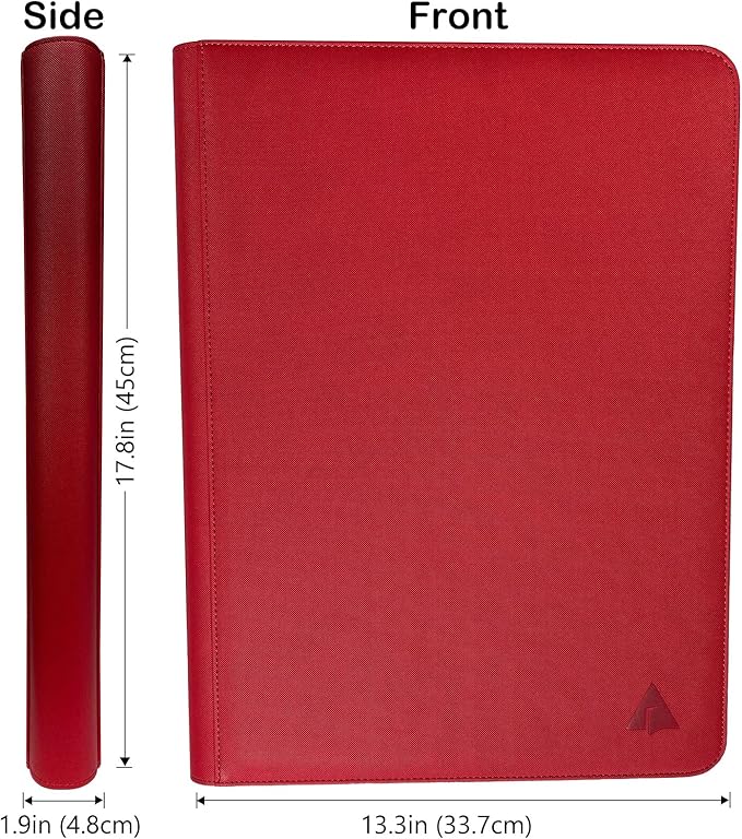 Premium 16-Pocket 100 Card Binder, Ringless Trading Card Album Folder - Side Loading Black Page Pocket Binder for TCG -Red