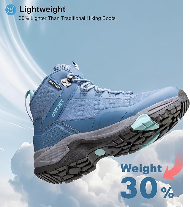 Women's Waterproof Hiking Boots Lightweight Comfortable Non-Slip Outdoor Walking Trekking Trails Boot