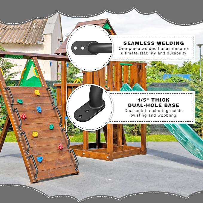 Dolibest 6 Pack 17-Inch Safety Handle, Heavy Duty Metal Safety Playground Handles, Indoor Monkey Bars, Playset Grab Handles for Kids Playhouse, Climbing Frame, Treehouse, Swing Set Accessories -Black