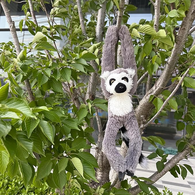 Stuffed Lemur Toy Hanging Stuffed Animal, Hooks and Stuffed Animals with Rings for Kids, Gifts for Boys and Girls,Lemur Plush Decoration Toys Hanging 20inches