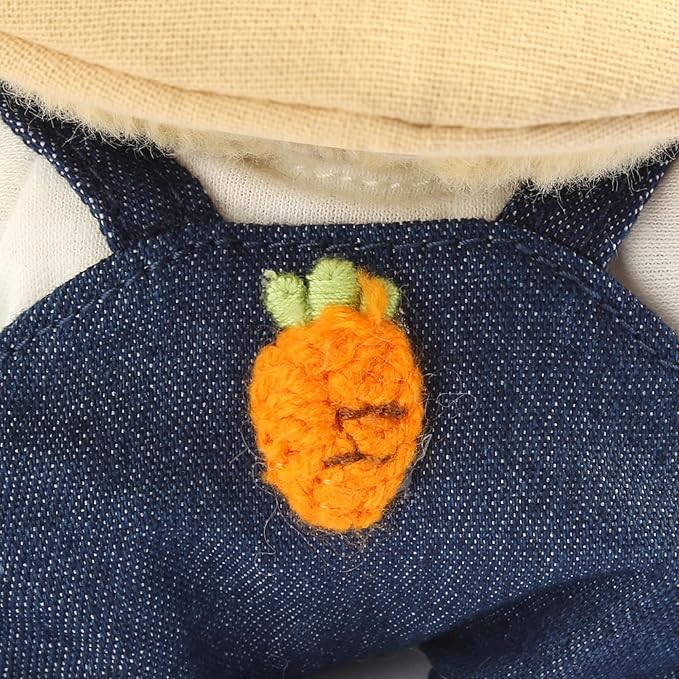 3-Piece Doll Clothes for Labubu & 17cm Dolls – Stylish Fisherman Hat Set, Kawaii Doll Outfits with Accessories for Collectors or Display - Navy Carrot (No Dolls)