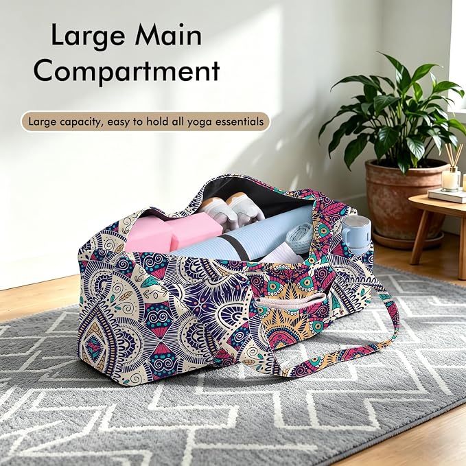 Yoga Mat Bag Large Yoga Bag and Carrier with Strap Zipper and Pockets Fits All Your Stuff Yoga Tote Pilates Bags for Women Fit Most Size Mats