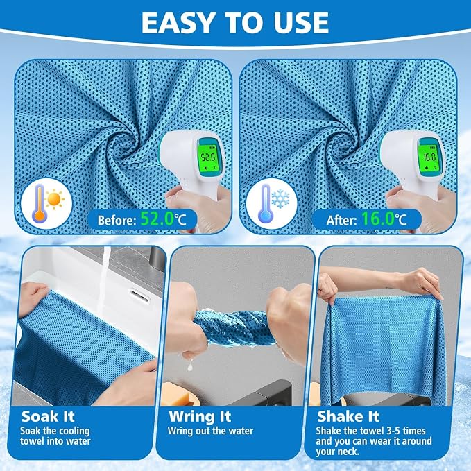 24 Pack Cooling Towels Bulk for Neck and Face 40"x12" Ice Cooling Sweat Rags Microfiber Soft Breathable Soft Chilly Towel for Yoga Golf Sport Running