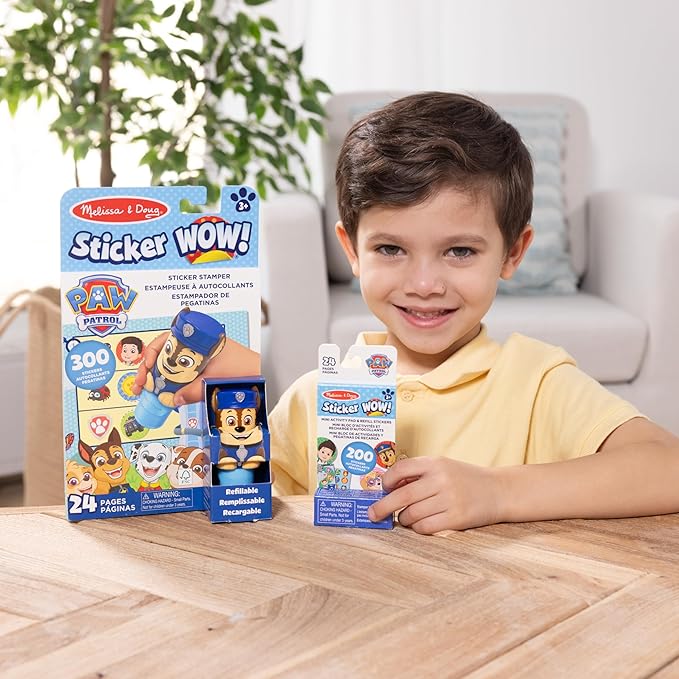 Melissa & Doug Sticker Wow!™ PAW Patrol Chase Bundle: 24-Page Activity Pad, Sticker Stamper, 500 Stickers, Mini Pad, Arts and Crafts Fidget Toy Collectible Character
