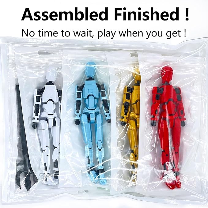 【5-Pack】(Assembly Completed) T13 Action Figure Set, Titan 13 Robot Action Figure 3D Printed robo 13 Articulated, Dummy for Collectors Desktop Decorations, Black Green Red White Blue