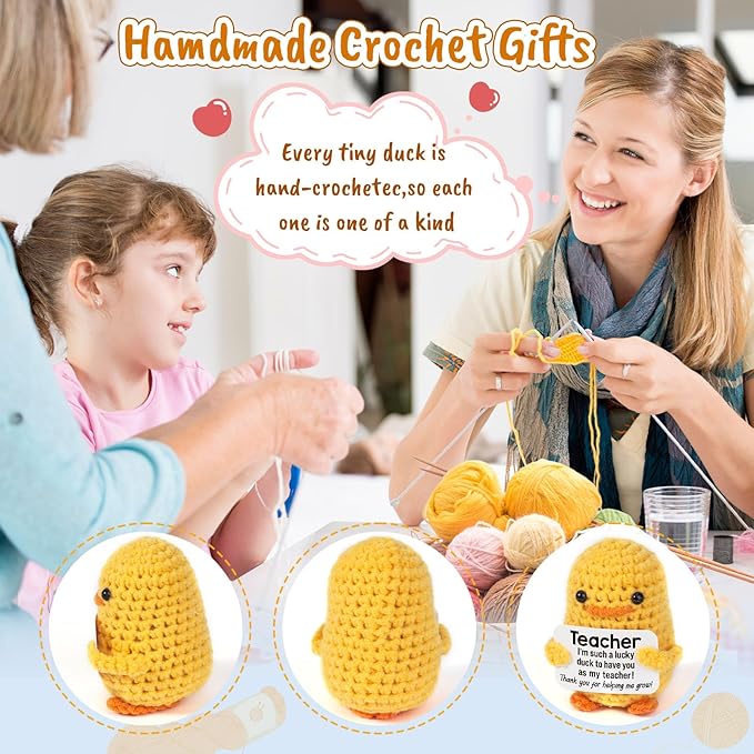 MBL Teacher Appreciation Gifts for Women - Thank You for Helping Me Grow, Handmade Crochet Duck Christmas Stocking Stuffers Xmas for Women Teachers Day, End of Year, Last Day of School
