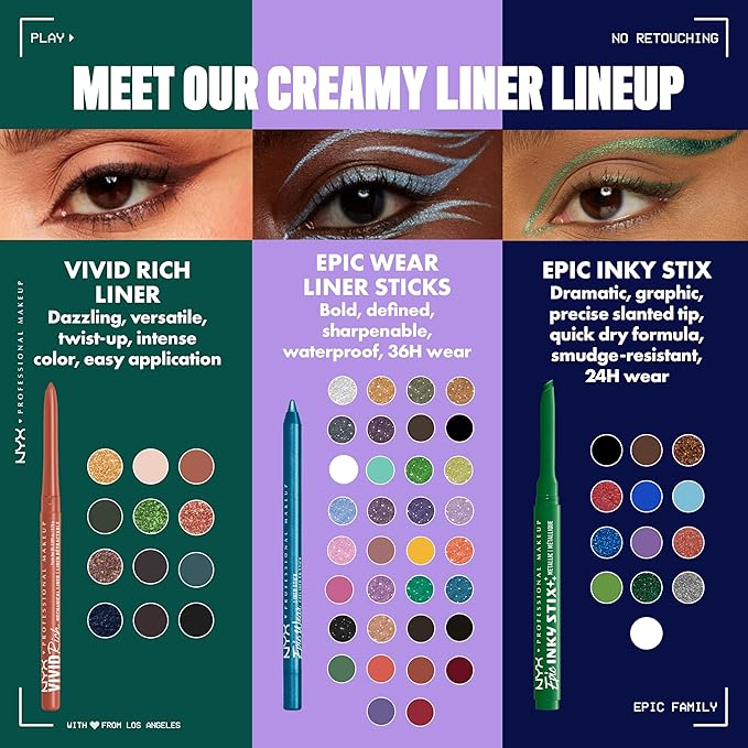 NYX PROFESSIONAL MAKEUP Epic Inky Stix Eyeliner, Mechanical Cream Gel Eyeliner, Waterproof Formula With Up To 24HR Wear - 03 Kinetic Copper (Metallic Rich Brown)