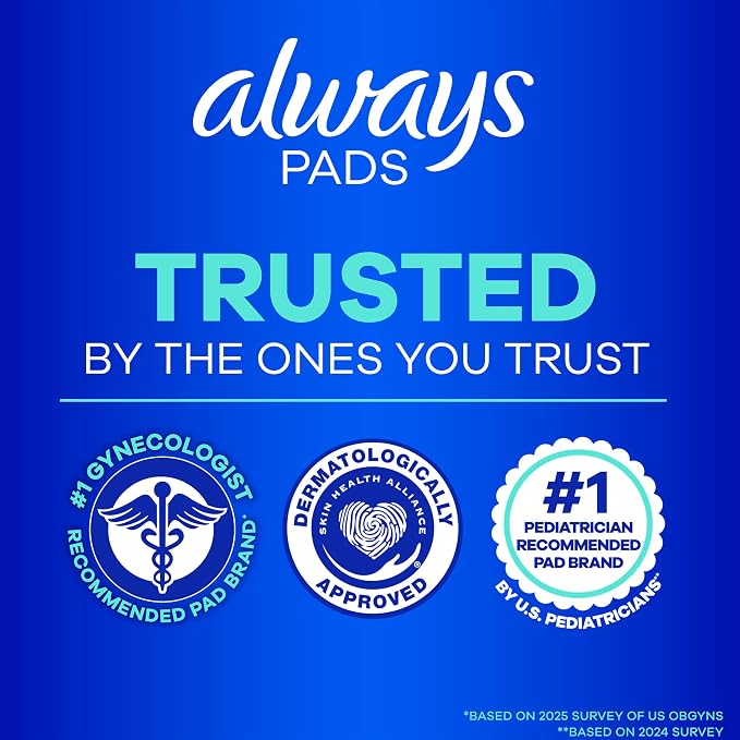 Always Ultra Thin Feminine Pads with Wings for Women, Size 3, Extra Long Super Absorbency, Unscented, Up to 100% Leak-Free Protection, 52 Count