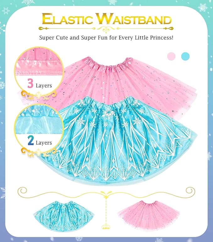 Kids Princess Dress Up Clothes for Little Girls, Pretend Play & Dress Up Costume Set for 3-6 Toddler Little Girls