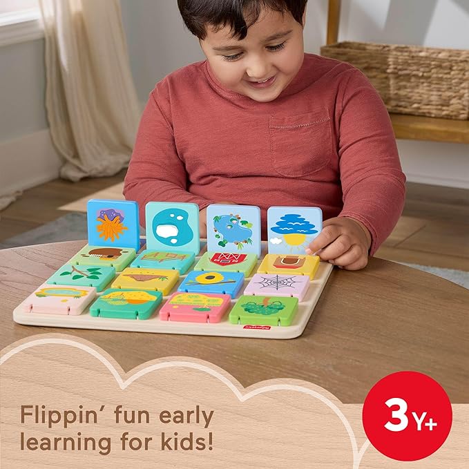 Fisher-Price Wood Preschool Toy Lift & Reveal Board, Early Learning Activity for Fine Motor Developmental Play Kids Ages 3+ Years