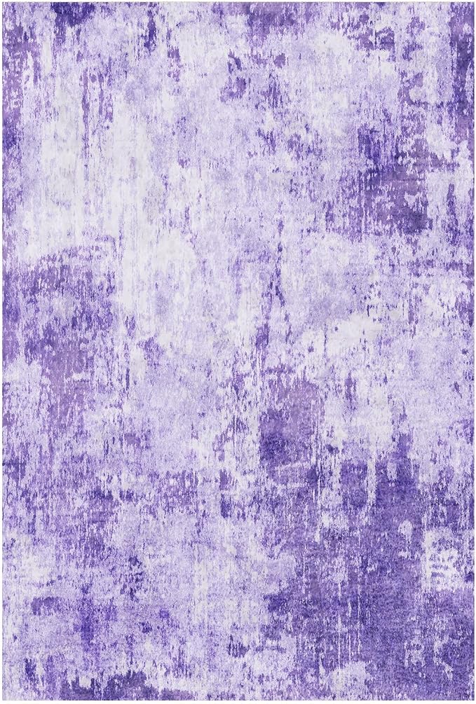 RELEANY Washable Runner 2'x8' Abstract Area Rug for Hallway Purple | carpet for kitchen, entryway, bathroom, living room, bedroom, printed pattern, non-slip, soft, stain-resistant, easy to clean