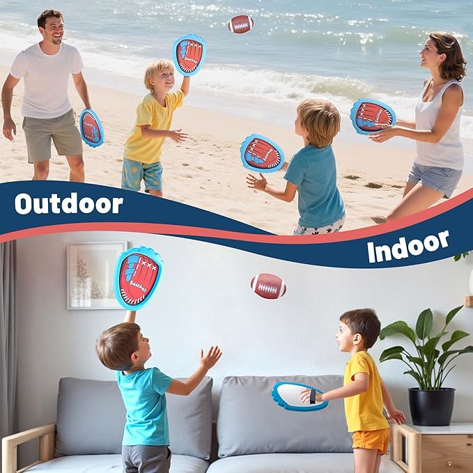 iPlay, iLearn Kid Toss Catching Ball Game, Toddler Baseball Toy Set W/ 2 Training Gloves 6 Soft Balls, Sport Outdoor Play Game for Yard Camping Activity, Birthday Gift 3 4 5 6 7 8-12 Year Old Boy Girl