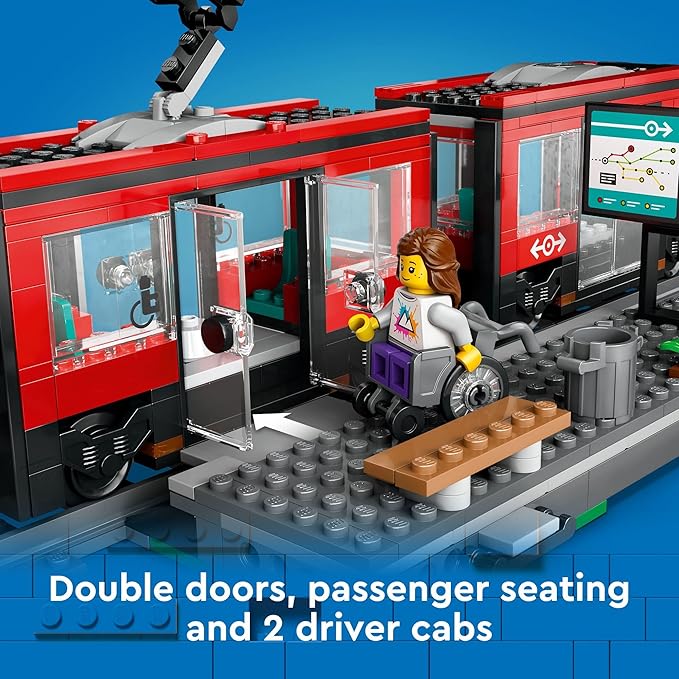 LEGO City Downtown Streetcar and Station Train Set - Kids Toy Train Building Set for Pretend Play & Imagination, Ages 7+ - Gift Ideas for Boys & Girls Birthdays - 60423