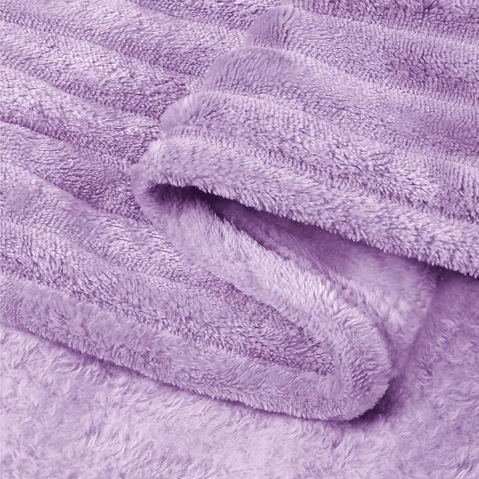 BEDELITE 3D Ribbed Lavender Fleece Throw Blanket for Couch, 50x60 Inch | Soft Warm Decorative Fluffy Blanket, Cozy Plush Lightweight Fuzzy Throw Blanket for Bed Sofa Home Room Decor, Gift for Women