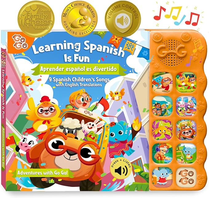 GO GO Spanish Musical Book Vol 3: 9 English and Spanish Books for Kids, Bilingual Toys for Toddlers 1-3, Learning Toys for Toddlers 1-3, Libro Interactivo para Niños