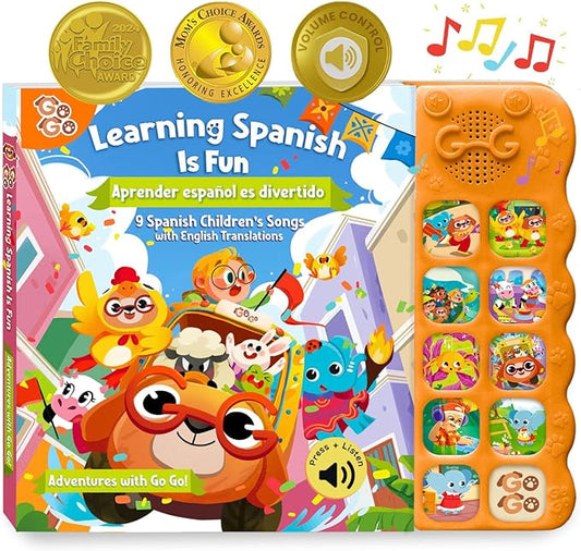 GO GO Spanish Musical Book Vol 3: 9 English and Spanish Books for Kids, Bilingual Toys for Toddlers 1-3, Learning Toys for Toddlers 1-3, Libro Interactivo para Niños