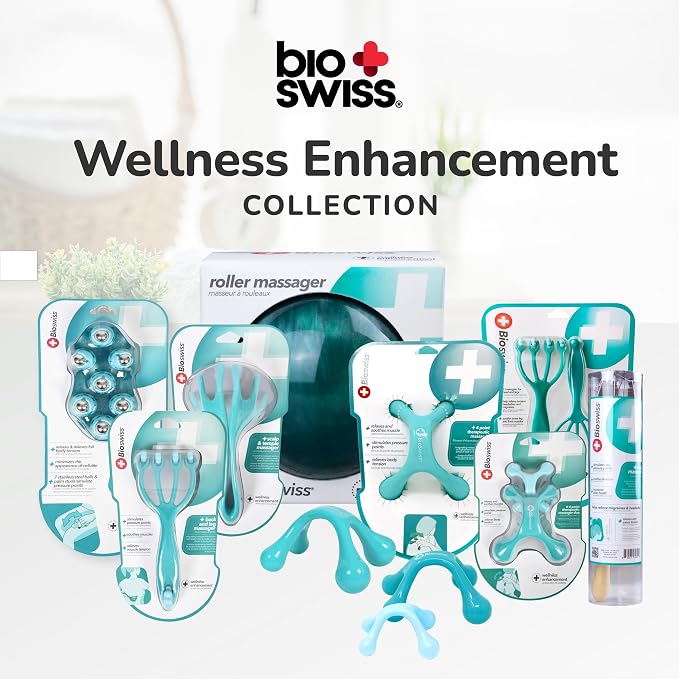 BioSwiss Scalp Massager, Handheld Head and Temple Massage Tool for Relaxation and Hair Stimulation