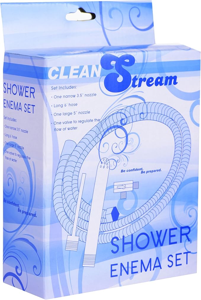 Cleanstream Shower Enema System with 6Foot Metal Hose, Dual Nozzle Set