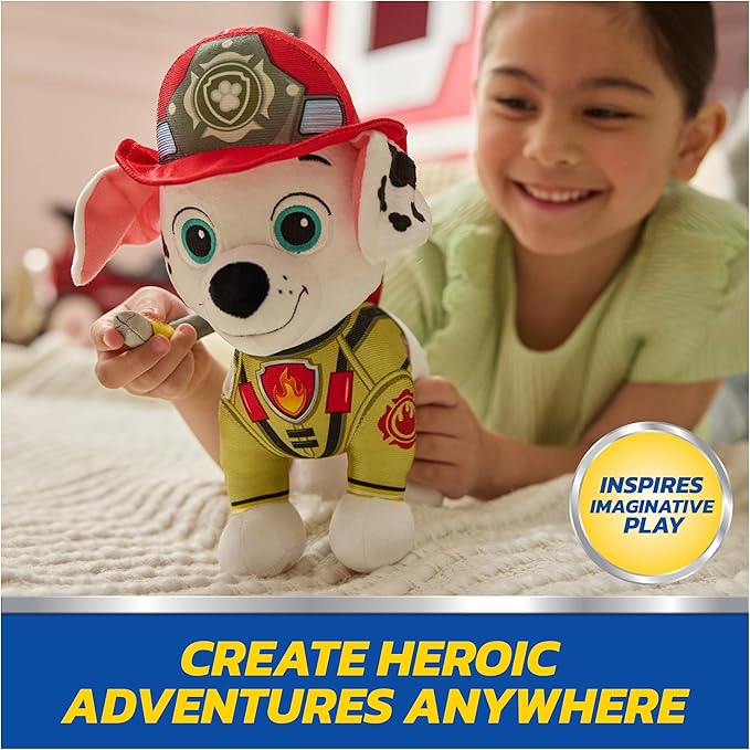Paw Patrol: Fire Rescue Marshall, Plush Toy with Fire Extinguisher, Backpack, and Hose, Preschool Toys, Kids Toys for Boys & Girls, Ages 3 and Up, 10”