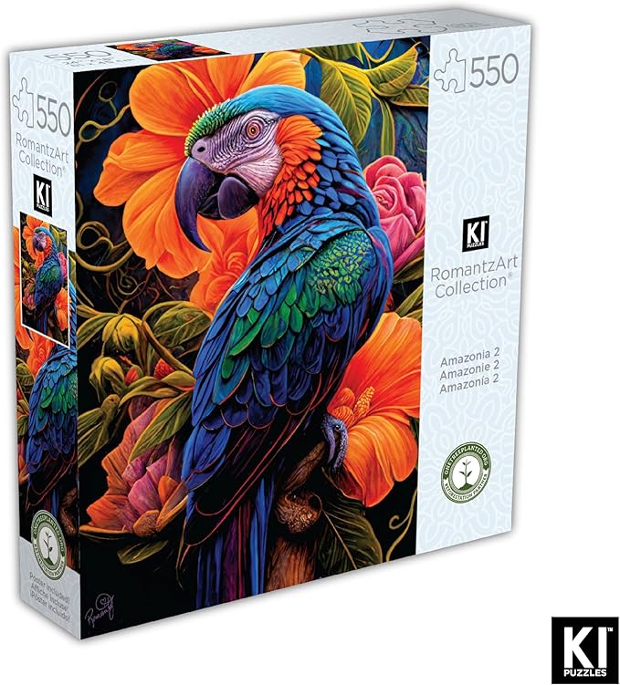 550 Piece Puzzle for Adults – Hard, Difficult, Challenging Jigsaw – Amazonia II by RomantzArt – Bird Puzzle – 24x18 Inches